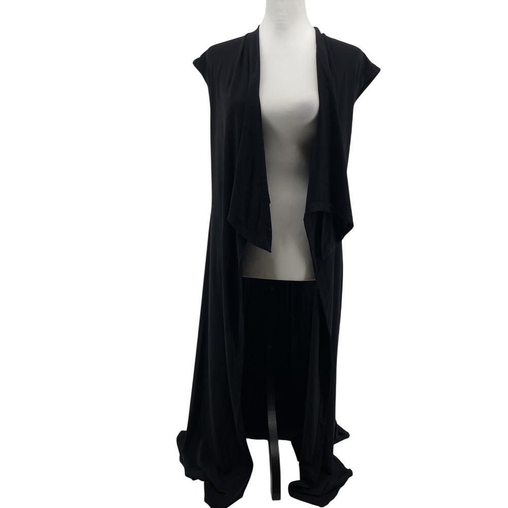 Lafayette 148 Long Duster Women's Medium Black Whimsigoth Liquid Knit Dark Fairy